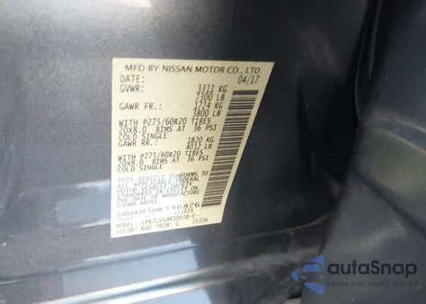 2017 Nissan Titan Sv z USA, uszkodzony, nr VIN 1N6AA1E5XHN546876